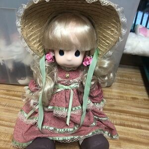 Precious Moments Doll with Pink and Green Dress